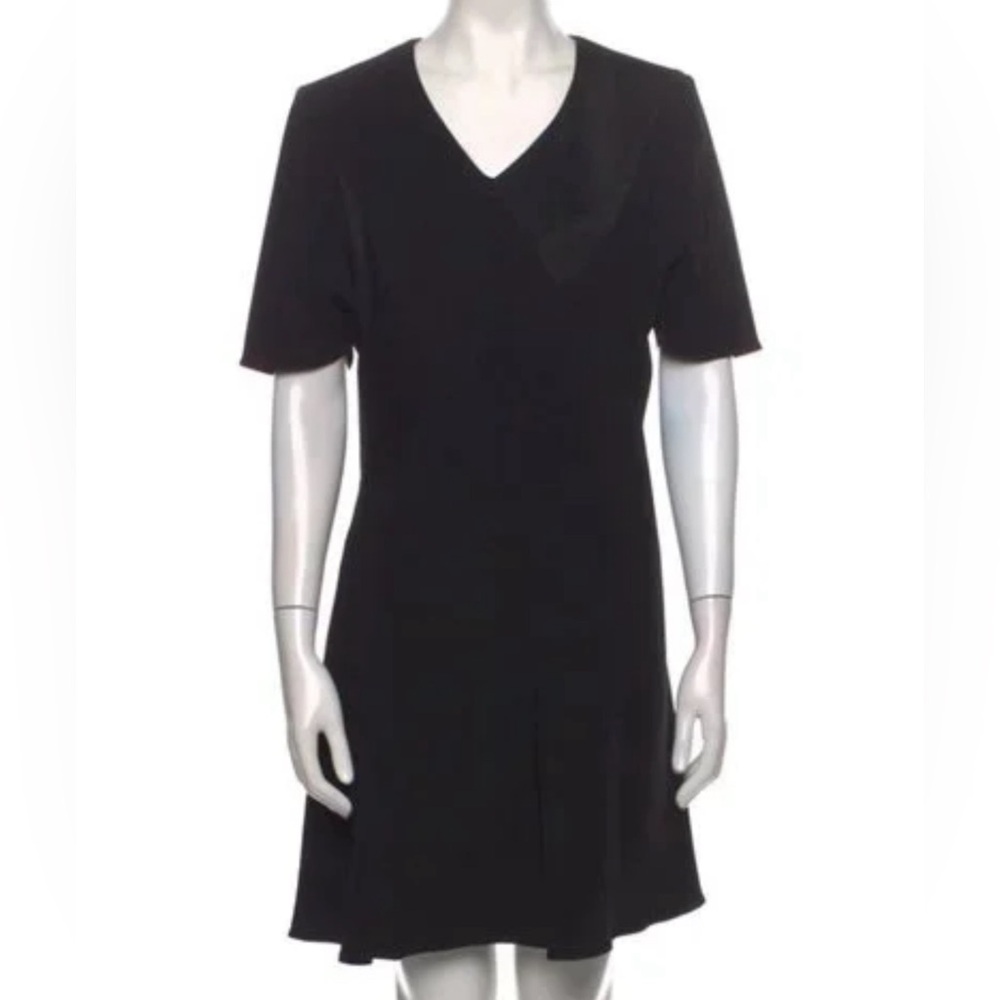 Balenciaga Womens V-neck 2008 Black Shift Mini Dress Italy 34 US0-2 Short Sleeve